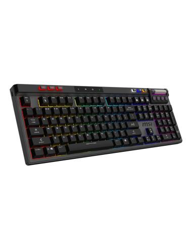 MSI STRIKE PRO WIRELESS | Gaming keyboard | Wireless | US | Black | 2.4 GHz Wireless, Bluetooth, USB 2.0 | Kailh Midnight Pro Si