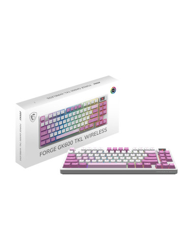 MSI FORGE GK600 TKL WIRELESS VIOLET | Gaming keyboard | Wireless | US | 2.4 GHz Wireless, Bluetooth, USB 2.0 | Mechanical Linear