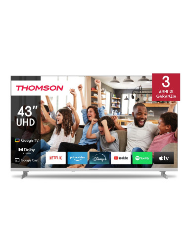 TV Set|THOMSON|43"|4K/Smart|QLED|3840x2160|Google TV|White|43UG4S14W