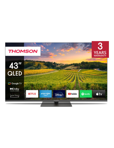 TV Set|THOMSON|43"|4K/Smart|QLED|3840x2160|Bluetooth|Google TV|43QG5C14