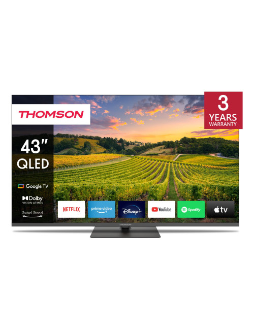 TV Set|THOMSON|43"|4K/Smart|QLED|3840x2160|Bluetooth|Google TV|43QG5C14