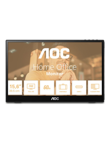 AOC 16T3EA | 16 " | IPS | FHD | 16:9 | 60 Hz | 4 ms | 1920 x 1080 pixels | 250 cd/m | Black