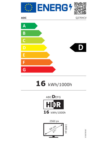 AOC Q27E4CV | 27 " | IPS | QHD | 16:9 | 120 Hz | 4 ms | 2560 x 1440 pixels | 350 cd/m | HDMI ports quantity 1 | Black