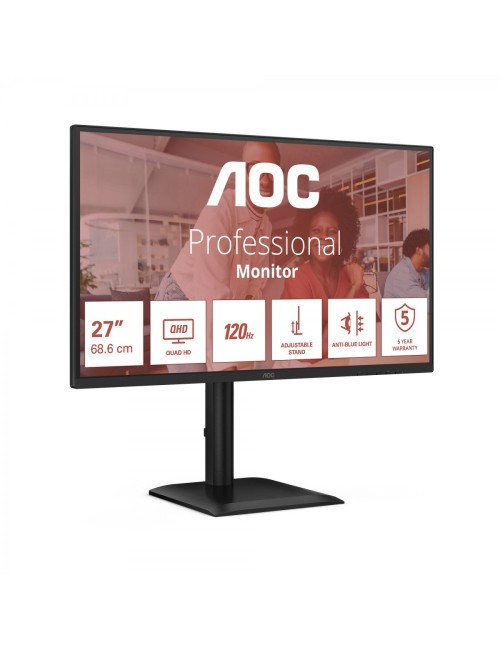 AOC Q27E4CV | 27 " | IPS | QHD | 16:9 | 120 Hz | 4 ms | 2560 x 1440 pixels | 350 cd/m | HDMI ports quantity 1 | Black