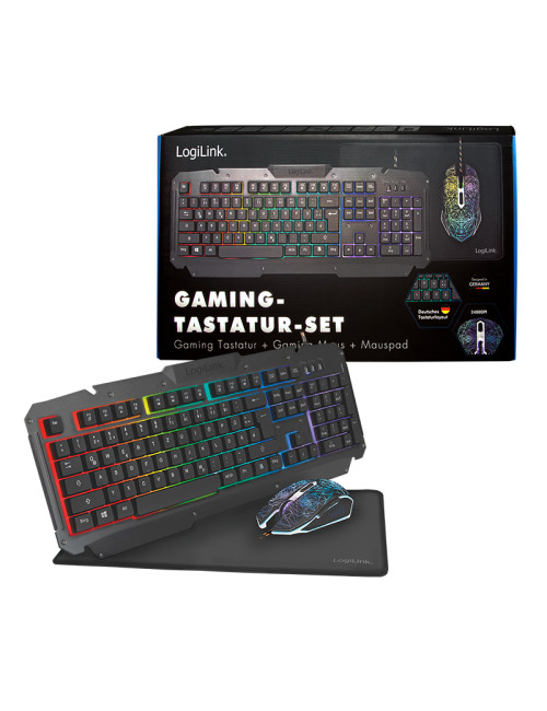 Logilink | Gaming-Set, keyboard, mouse and mouspad | ID0185 | Metal | Keyboard, Mouse and Pad Set | Wired | Mouse included | DE 
