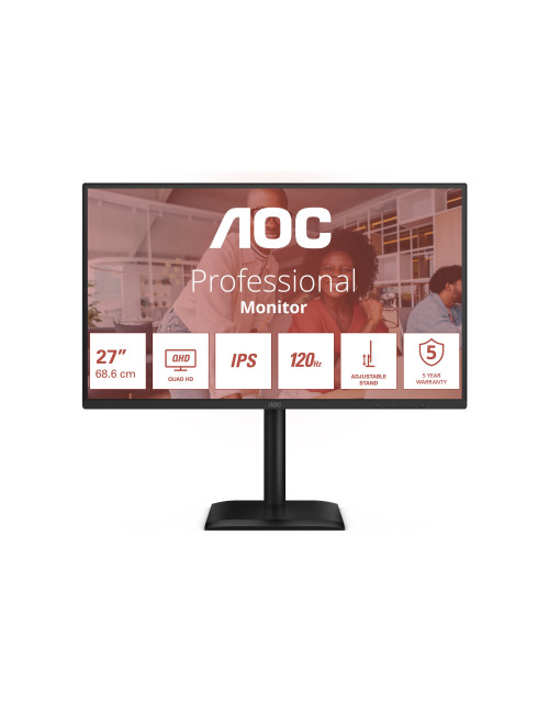 AOC Q27E4U | 27 " | IPS | QHD | 16:9 | 120 Hz | 4 ms | 2560 x 1440 pixels | 350 cd/m | HDMI ports quantity 1