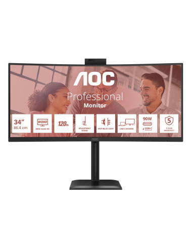 AOC CU34E4CW Curved 34" 3440x1440/21:9/350cd/m2/4ms HDMI, DisplayPort, USB, Audio out | AOC