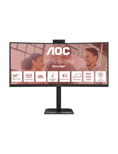 AOC CU34E4CW Curved 34" 3440x1440/21:9/350cd/m2/4ms HDMI, DisplayPort, USB, Audio out | AOC