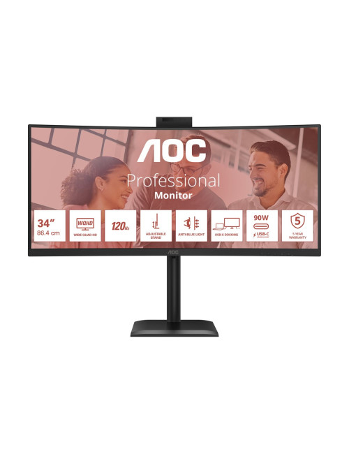 AOC CU34E4CW Curved 34" 3440x1440/21:9/350cd/m2/4ms HDMI, DisplayPort, USB, Audio out | AOC