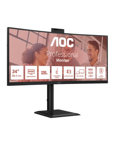 AOC CU34E4CW Curved 34" 3440x1440/21:9/350cd/m2/4ms HDMI, DisplayPort, USB, Audio out | AOC