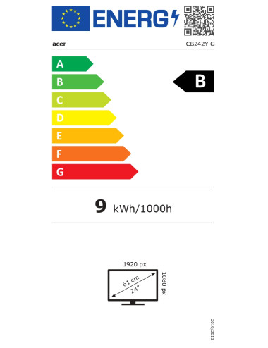 Acer Vero CB242YGbipr | 24 " | IPS | FHD | 16:9 | 120 Hz | 1 ms | 1920 x 1080 pixels | 250 cd/m | HDMI ports quantity 1
