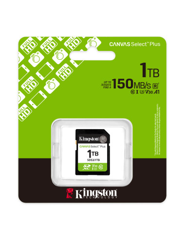 Kingston Canvas Select Plus | 1000 GB | SD | Flash memory class Class 10, UHS-I, U1/U3, Video Class 10/30