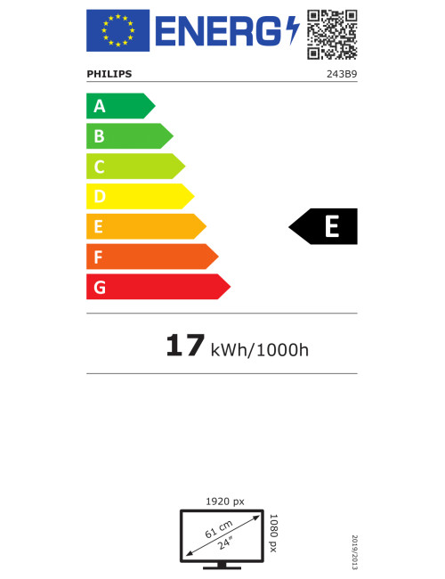 Philips | 243B9/00 | 23.8 " | IPS | FHD | 1920 x 1080 pixels | 16:9 | 4 ms | 250 cd/m | Black | HDMI ports quantity 1 | 75 Hz