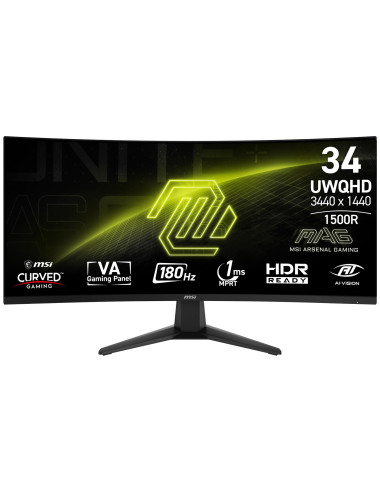 LCD Monitor|MSI|MAG 346CQ|34"|Gaming/Curved|Panel VA|3440x1440|16:9|180 Hz|1 ms|MAG346CQ
