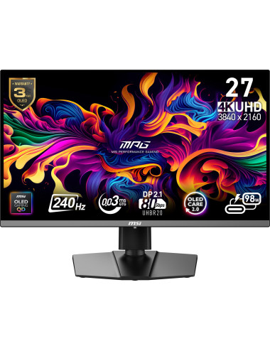Monitor|MSI|MPG 272URX QD-OLED|27"|Gaming/4K|Matte|Panel QD-OLED|3840x2160|16:9|240 ??|0.03 ms|Swivel|Pivot|Height adjustable|Ti