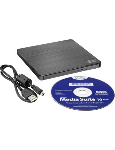 H.L Data Storage | Ultra Slim Portable DVD-Writer | GP60NB60 | Interface USB 2.0 | DVD R/RW | CD read speed 24 x | CD write spee