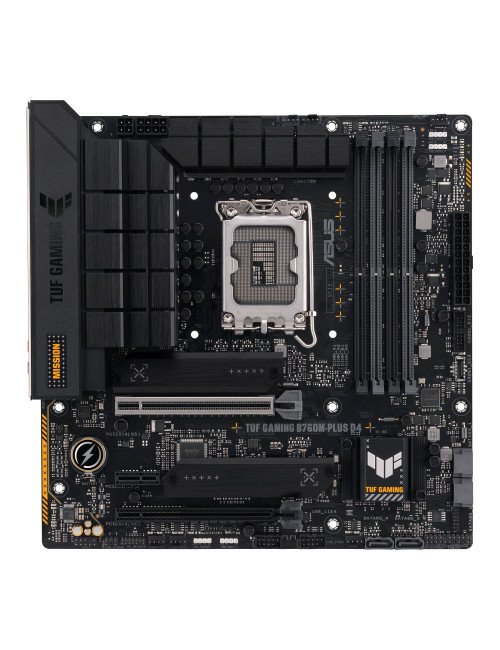 Asus | TUF GAMING B760M-PLUS D4 | Processor family Intel | Processor socket LGA1700 | DDR4 DIMM | Memory slots 4 | Supported har