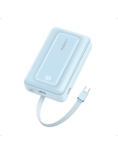 Anker | Power Bank with Built-In USB-C Cable | A1689031 | 20000 mAh | 30W Output | Blue