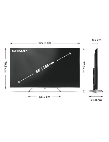 Sharp 4K Ultra HD QLED MiniLED TV | 55JP7265E | 55 | Google TV | UHD