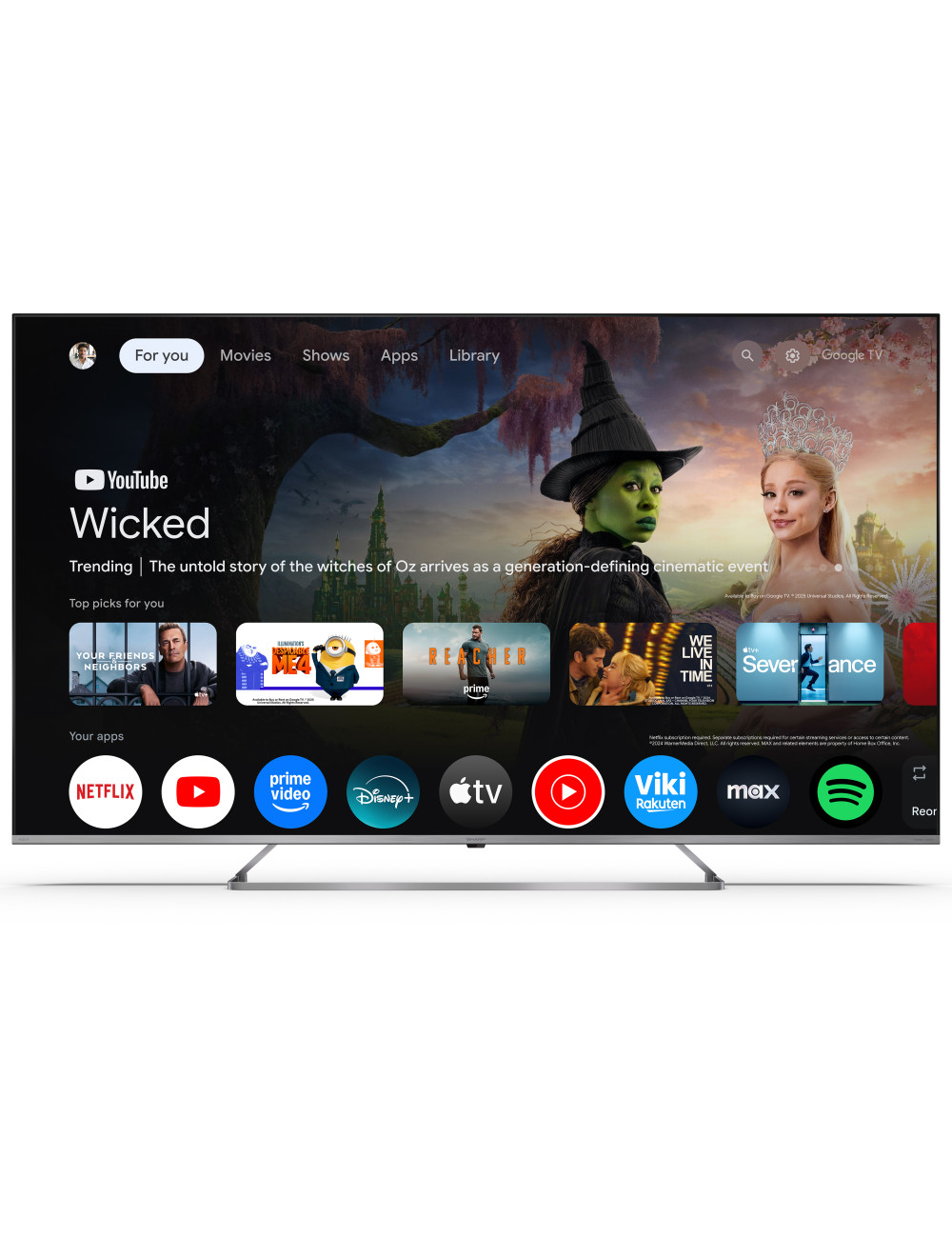 Sharp 4K Ultra HD QLED MiniLED TV | 65JP7265E | 55 | Smart TV | Google TV | UHD