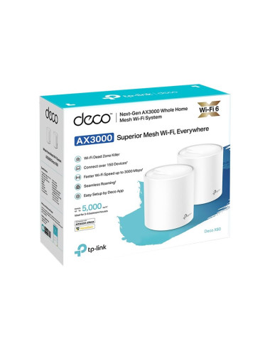 AX3000 Whole Home Mesh Wi-Fi 6 System | Deco X60 (2-pack) | 802.11ax | 2402+574 Mbit/s | 10/100/1000 Mbit/s | Ethernet LAN (RJ-4