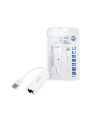 Logilink | Fast Ethernet USB 2.0 to RJ45 Adapter: | 0.115 m | White | USB-A to RJ45
