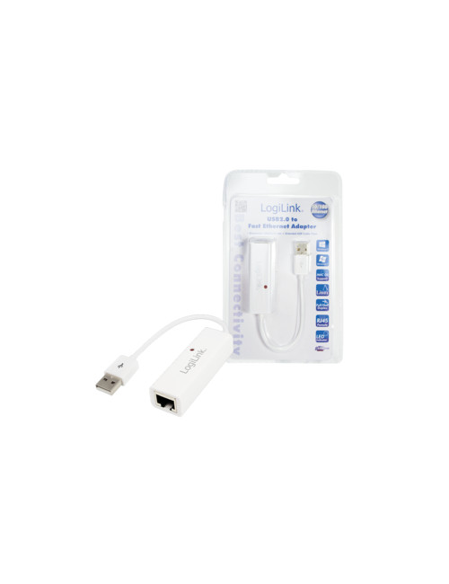 Logilink | Fast Ethernet USB 2.0 to RJ45 Adapter: | 0.115 m | White | USB-A to RJ45