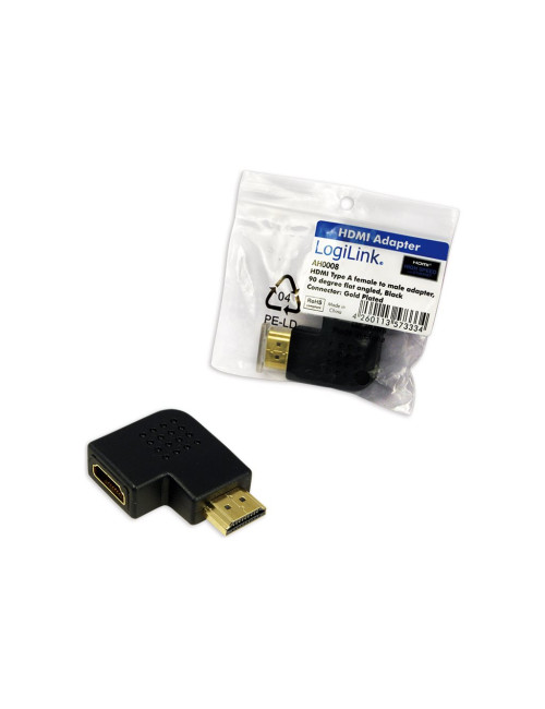 HDMI Adapter, AM to AF in 90 degree flat angled | Logilink