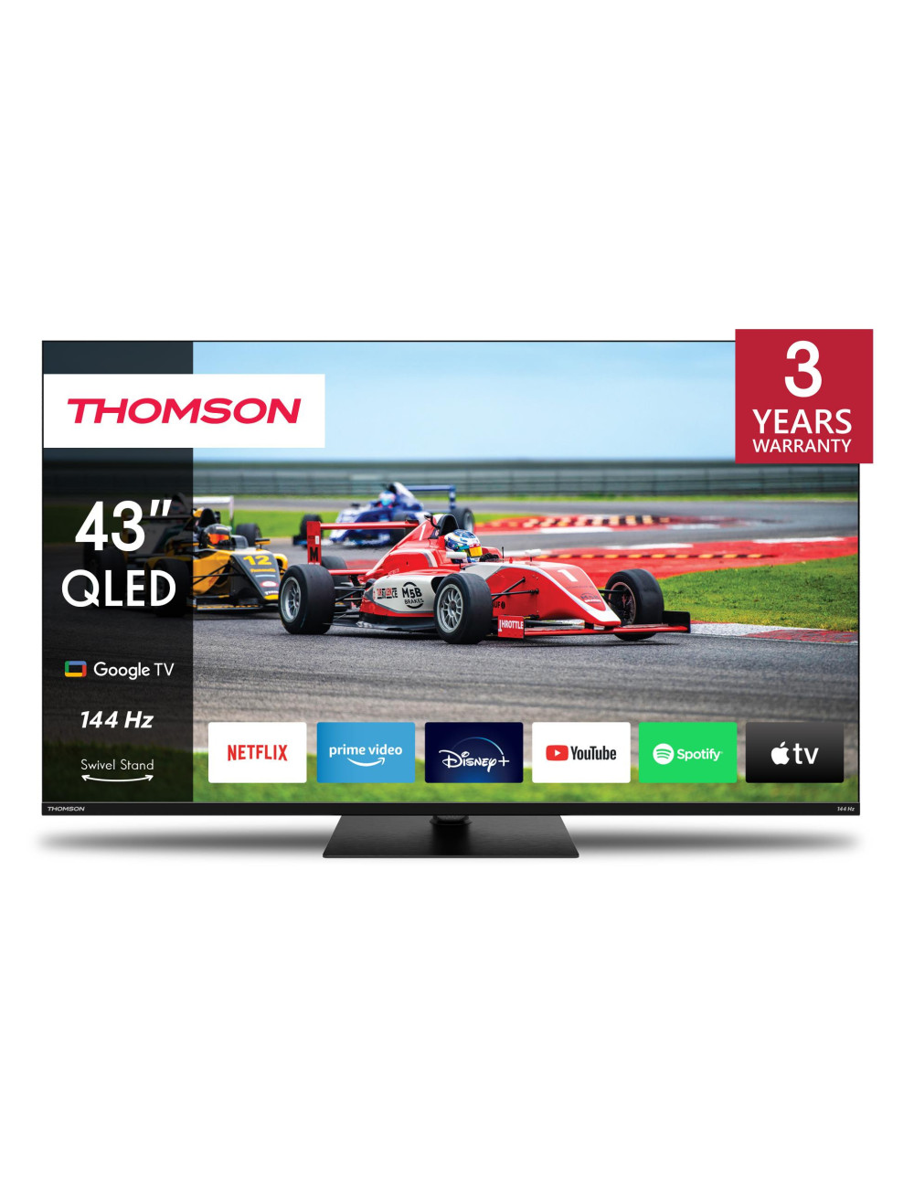 TV Set|THOMSON|43"|4K/Smart|QLED|3840x2160|Wireless LAN|Bluetooth|Google TV|Black|43QG7C14