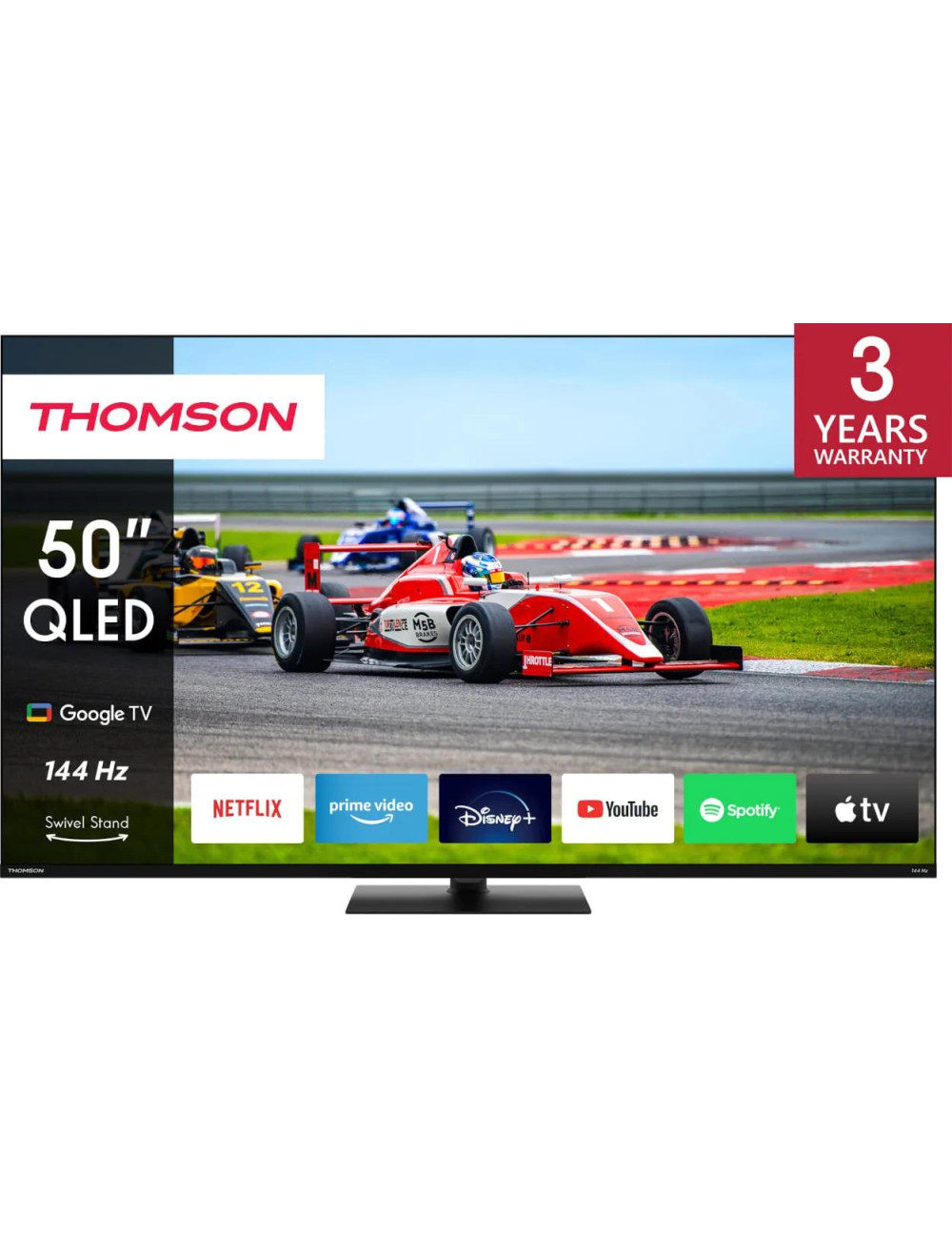 TV Set|THOMSON|50"|4K/Smart|QLED|3840x2160|Wireless LAN|Bluetooth|Google TV|Black|50QG7C14