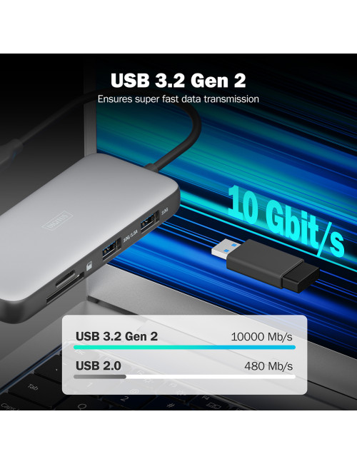 Digitus USB-C docking station, 8-port | DA-70915 | Ethernet LAN (RJ-45) ports 1 | HDMI ports quantity 2