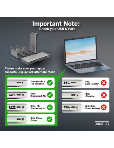 Digitus USB-C docking station, 8-port | DA-70915 | Ethernet LAN (RJ-45) ports 1 | HDMI ports quantity 2