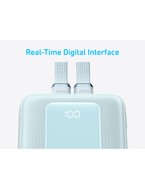 Anker Power Bank with Built-In USB-C and + Lighting Cable | A1680031 | 10000 mAh | 30W | Blue
