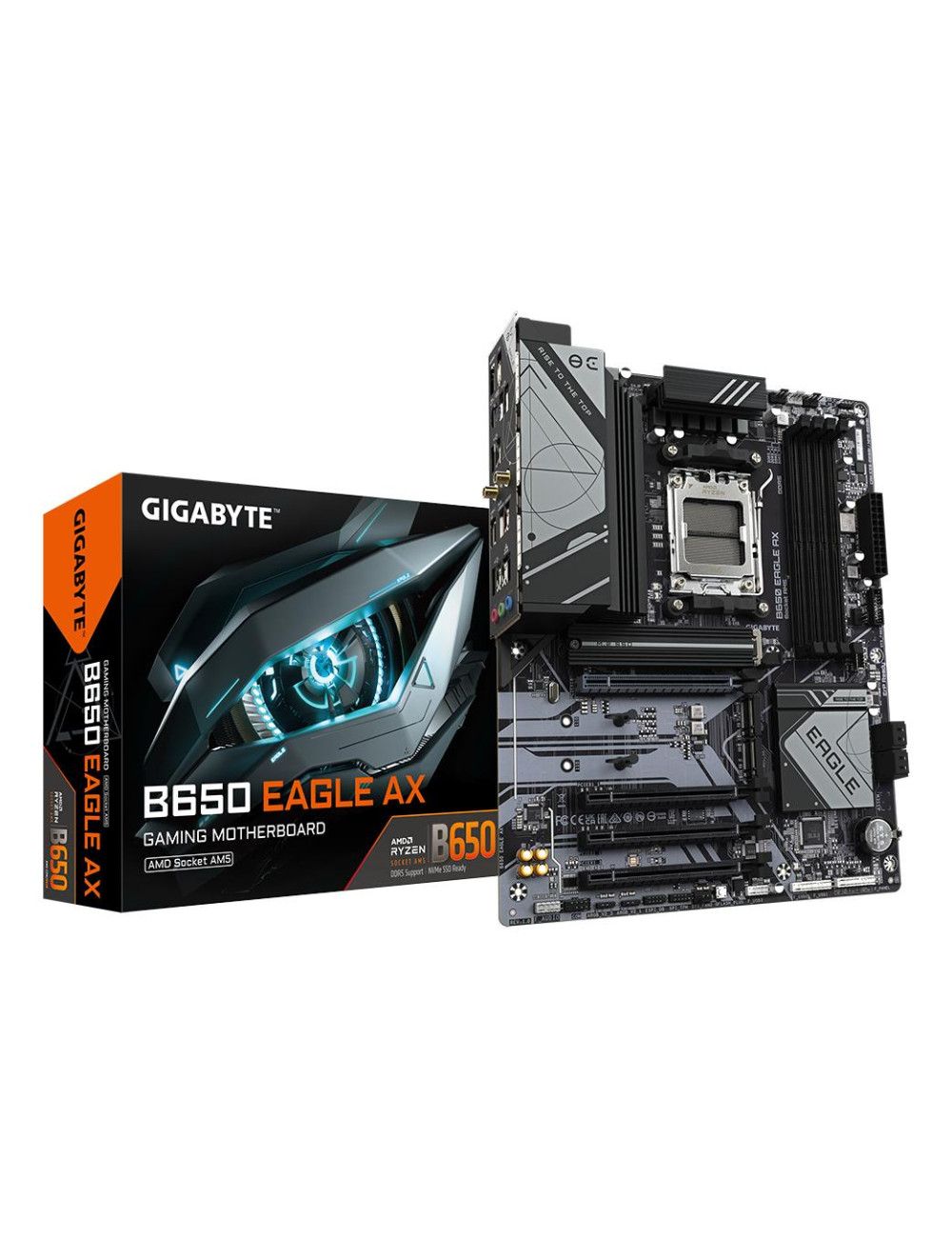 Mainboard|GIGABYTE|AMD B650|Socket AM5|ATX|RAM DDR5-SDRAM|4xSlots|Wi-Fi Yes|Bluetooth Yes|3xNumber of M.2 (M) slots|B650EAGLEAX1