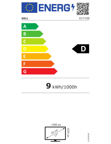 Dell | E Series | E1715S | 17 " | TN | 5:4 | 60 Hz | 5 ms | LED pixels | 1280 x 1024 | 250 cd/m | VGA, DP | Black | Warranty 36 