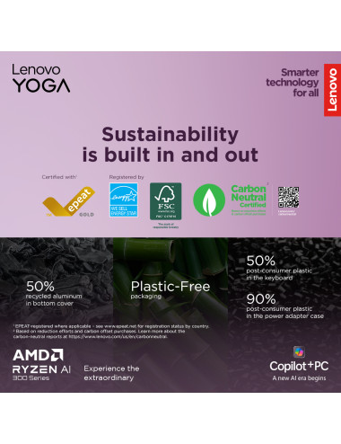 Lenovo Yoga Pro 7 14AKP10 | Tidal Teal | 14.5 " | OLED | 3K | 2944 x 1840 pixels | Glossy | AMD Ryzen AI 7 | 350 | 32 GB | Solde