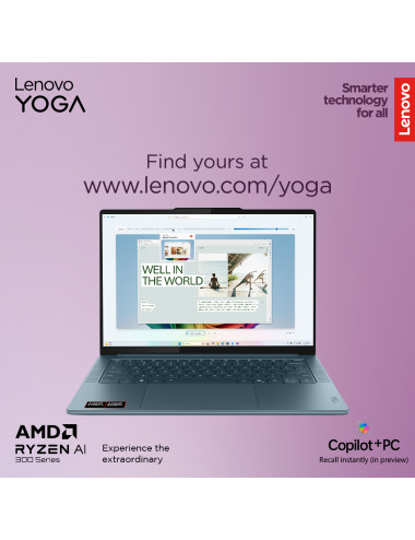 Lenovo Yoga Pro 7 14AKP10 | Tidal Teal | 14.5 " | OLED | 3K | 2944 x 1840 pixels | Glossy | AMD Ryzen AI 7 | 350 | 32 GB | Solde