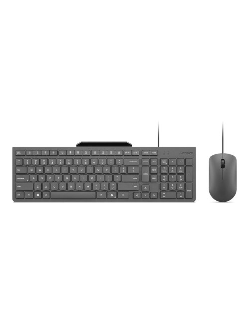 Lenovo Accessories 310 USB-A Wired Combo - US English | Lenovo Keyboard and Mouse | Wired with Phone holder | EN