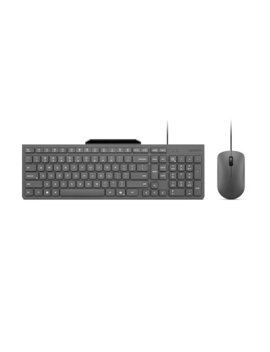 Lenovo Accessories 310 USB-A Wired Combo - US English | Lenovo Keyboard and Mouse | Wired with Phone holder | EN