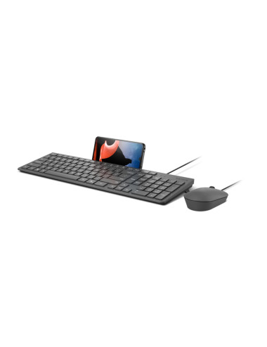 Lenovo Accessories 310 USB-A Wired Combo - US English | Lenovo Keyboard and Mouse | Wired with Phone holder | EN