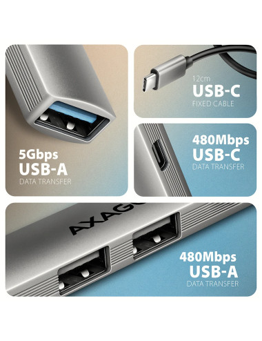 AXAGON ALU STRIP USB-C 4 port hub | HUE-STC