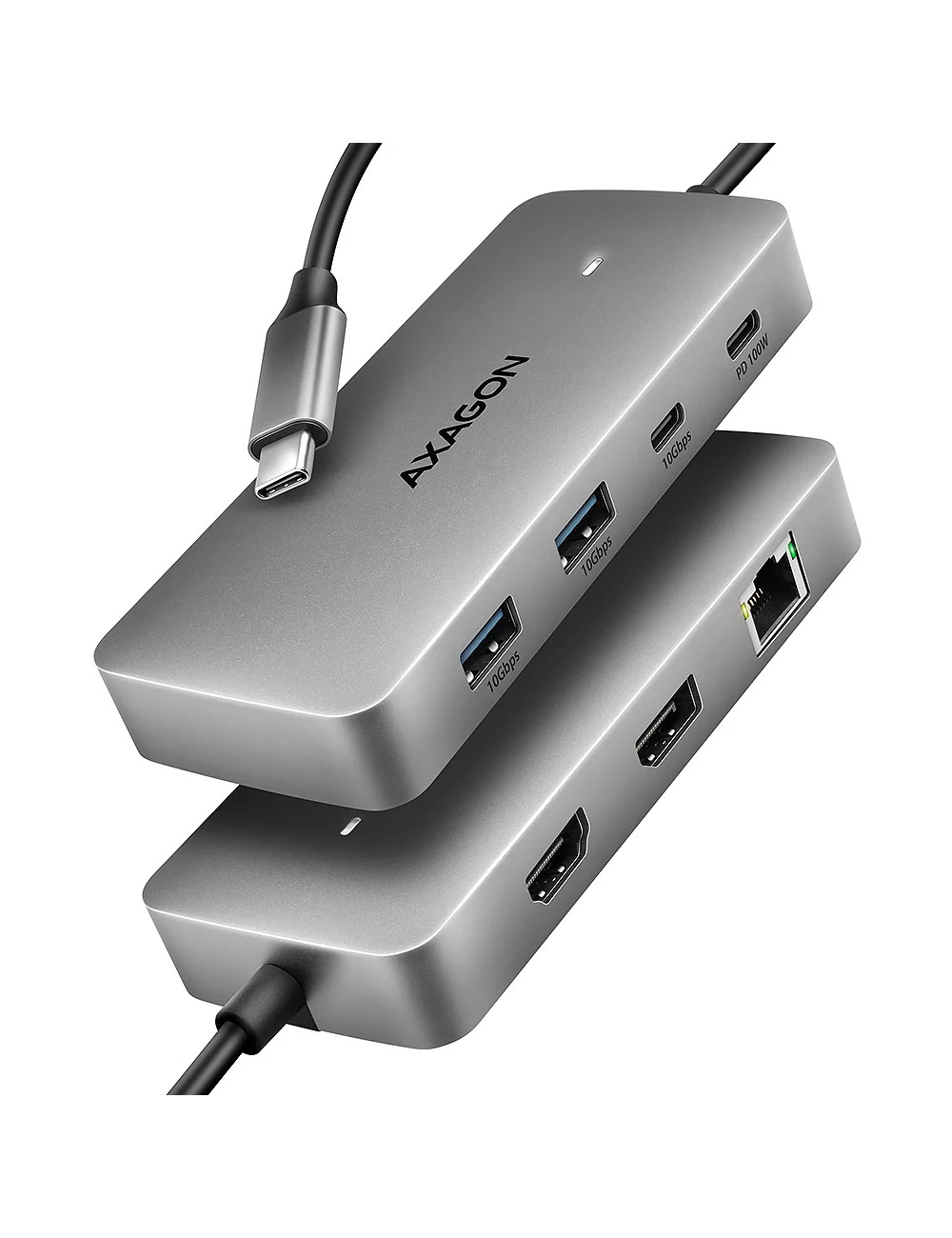 AXAGON USB-C 10Gbps DUAL 4K DISPLAY 7in1 hub | HMC-CUB83X2