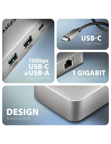 AXAGON USB-C 10Gbps DUAL 4K DISPLAY 7in1 hub | HMC-CUB83X2