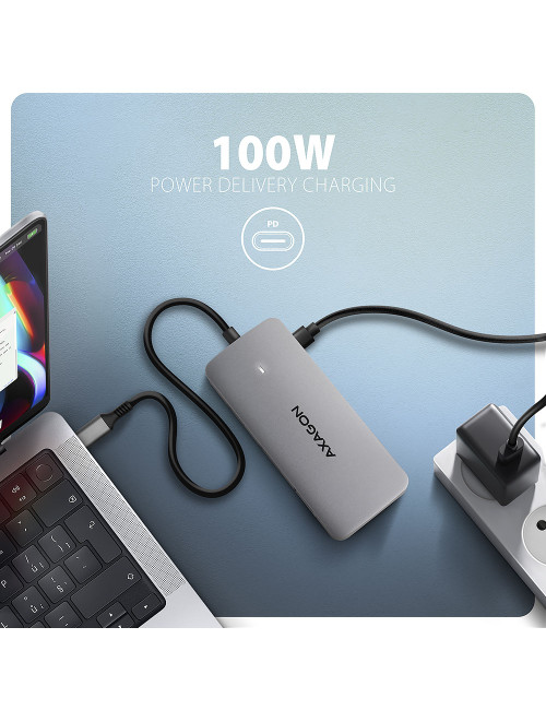 AXAGON USB-C 10Gbps DUAL 4K DISPLAY 7in1 hub | HMC-CUB83X2