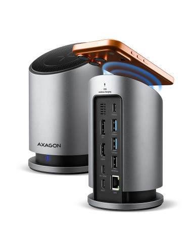 AXAGON USB-C 10Gbps Wireless Charging 9in1 hub | HMC-WL9