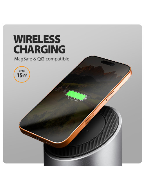 AXAGON USB-C 10Gbps Wireless Charging 9in1 hub | HMC-WL9