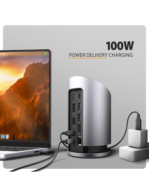 AXAGON USB-C 10Gbps Wireless Charging 9in1 hub | HMC-WL9