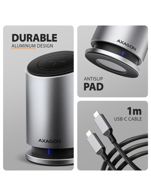 AXAGON USB-C 10Gbps Wireless Charging 9in1 hub | HMC-WL9
