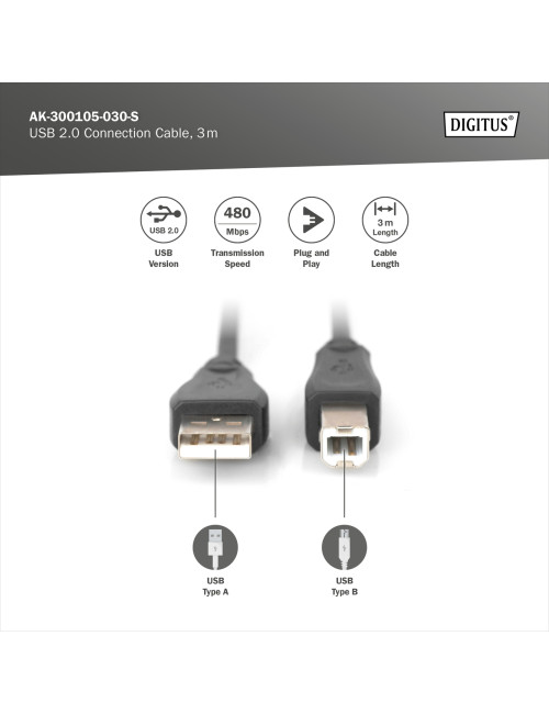 Digitus USB 2.0 Connection Cable | AK-300105-030-S