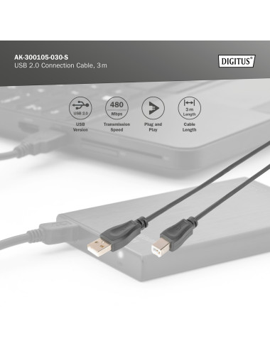 Digitus USB 2.0 Connection Cable | AK-300105-030-S